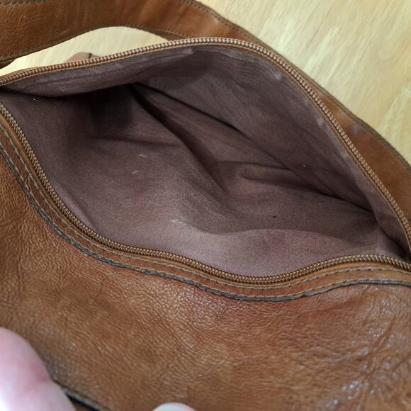 Fossil Multicolor Patchwork Leather Suede Pocket Boho Crossbody Bag - Picture 16 of 16